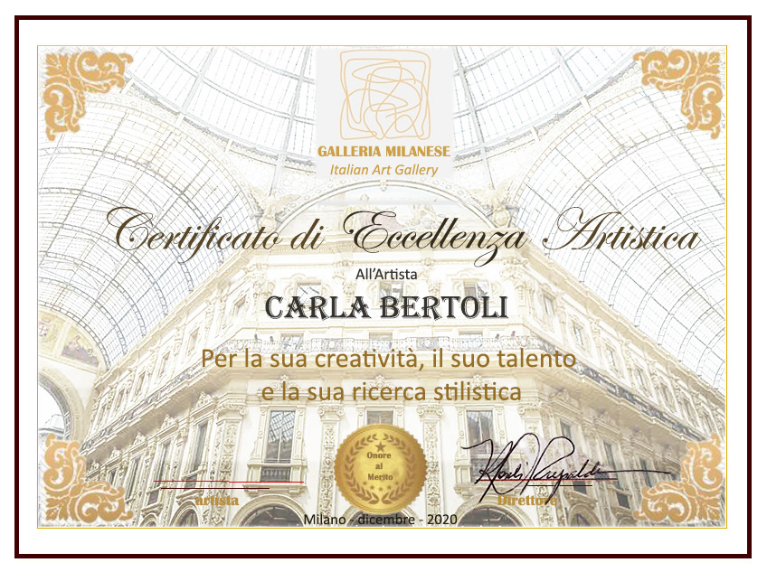 Galleria Milanese Certificato Eccellenza Artistica - Anno 2020